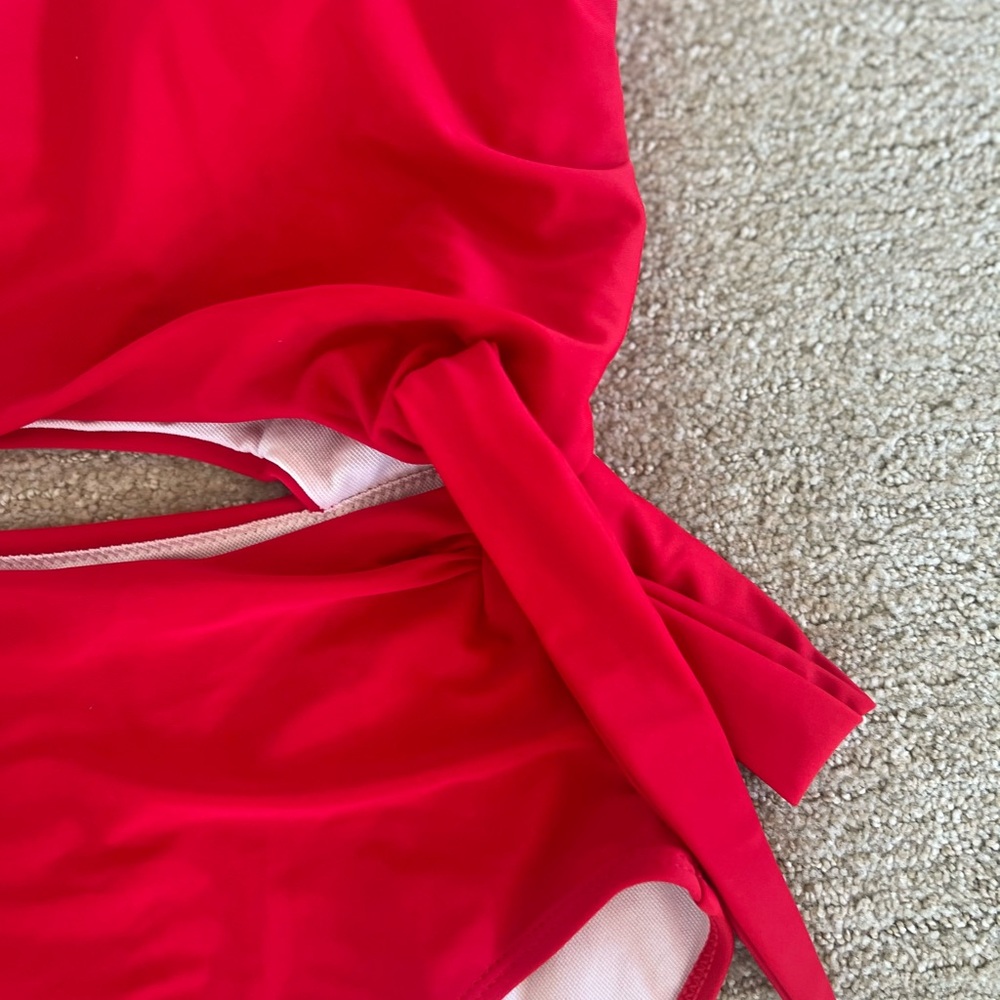 red swimsuit
